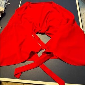 Red Tie Wrap Around Crop with Flow Arm Sleeves. Size Small. Women’s